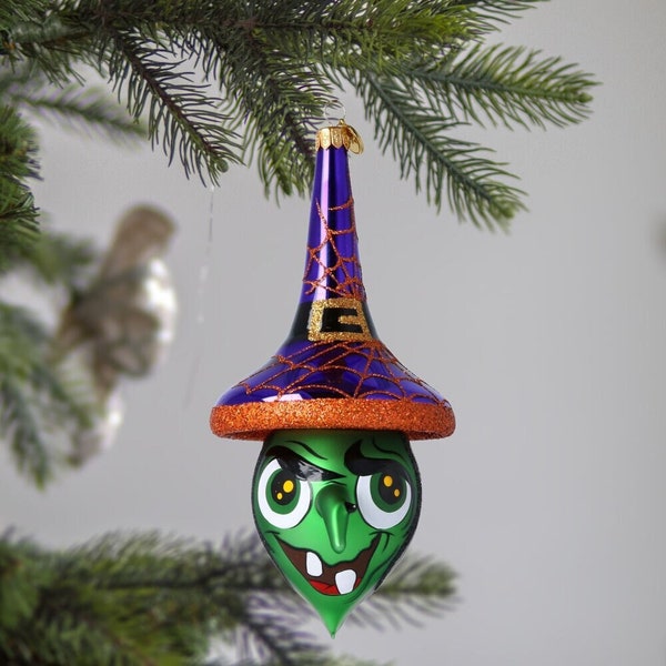 Glass Witchy Witch free blown glass Christmas tree decoration Handmade Decoration for Halloween