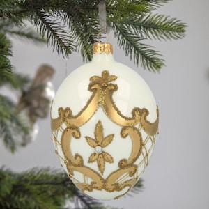 Glas Royal Weiß Ornament Ei Weihnachten Glas Handarbeit Ornament