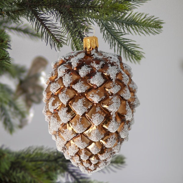 Glass SET OF 6 PCS Handmade Christmas Tree Pine Cone Traditional Ornament Handmade Vintage style ornament