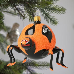 Glass Araneus Orange Spider free blown Christmas tree decoration Halloween Hand made ball