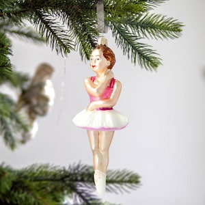 Glass Pink Ballerina Ornament