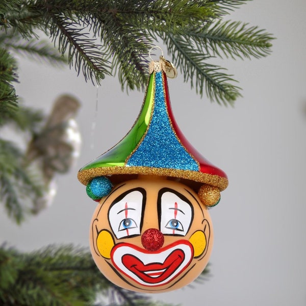 Glass Circus Rainbow Clown Handmade free blown decoration glass Christmas tree ornament