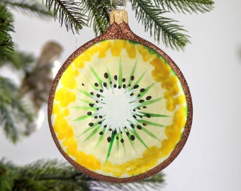 Glass Kiwi Slice Traditional Glass Ornament Handmade ornament Holiday decoration