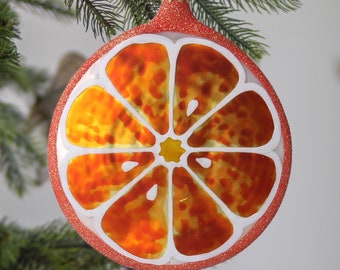 Glass Orange Slice Traditional Glass Ornament Handmade ornament Holiday decoration