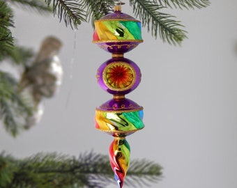 Glass Rainbow Drop with Reflector Handmade Circus free blown ornament
