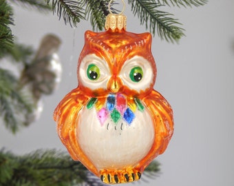 ガラスシルバーヴィンテージスタイルフクロウガラスオーナメントギフト