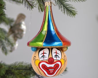 Glass Circus Rainbow Clown Handmade free blown decoration glass Christmas tree ornament