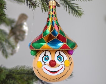 Glass Circus Clown Handmade free blown decoration glass Christmas tree ornament
