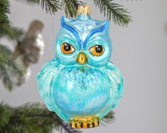 ヴィンテージ ガラスのフクロウ ガラスシルバーヴィンテージスタイルフクロウガラスオーナメントギフト