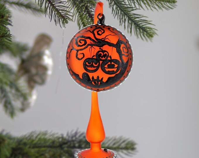 Handmade Stained Glass Jack O Lantern Ornament With Stand Halloween ...