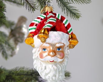 Glass Little Peppermint Santa Elf Glass Ornament Gift Poland Handmade ornament Holiday decoration 2024-107