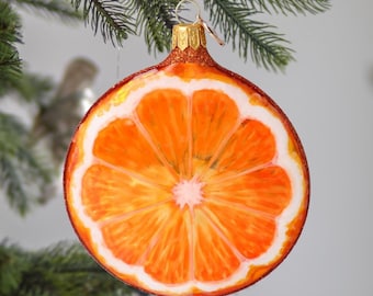 Glass Orange Slice Traditional Glass Ornament Handmade ornament Holiday decoration 2022-241