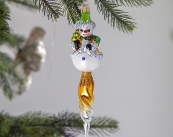 Glass Snowman Icicle Flame Rainbow Drop Handmade ornament Holiday decoration 2024-254