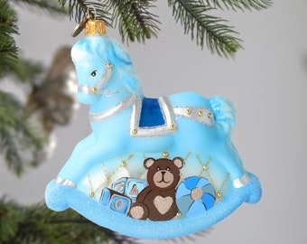 Glass Rocking horse with Toys Ornament