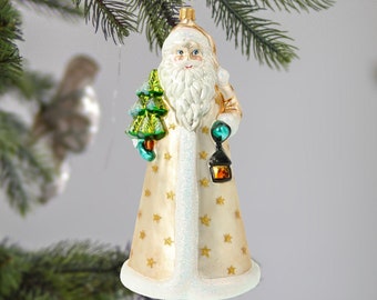 Glass Giant Autumn Santa Claus Glass Ornament free blown Gift Poland Handmade ornament Holiday decoration