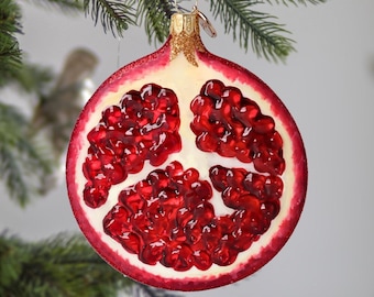 Delicious Glass Pomegranate Handmade Slice Fruit Traditional Glass Bauble Polish ornament Holiday decoration 2022-235