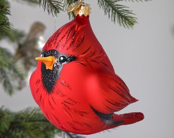 Glass Handmade Cardinal Bird Glass Ornament Free blown Handmade decoration
