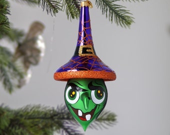 Glass Witchy Witch free blown glass Christmas tree decoration Handmade Decoration for Halloween