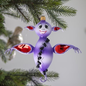 Glass Giant Bat Handmade free blown Halloween decoration glass Christmas tree ornament