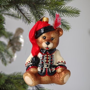 Glass Polish Winter Bear Christmas ornament handmade glass Zakopane tree decoration