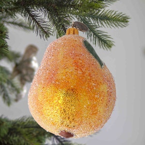 Glass Handmade Pear Sugar coated fruit ornament Traditional Ornament Handmade ornament Vintage Holiday decoration