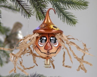 Glass Scarecrow Ornament free blown handmade clips ornament Fall decoration