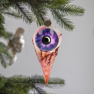 Glas lila Augapfel Eis Kegel frei geblasen Glas Halloween Dekoration handgemachte Ornament