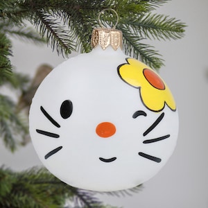 Adorno de vidrio hecho a mano para gatos Decoración del árbol de Navidad Regalo de Navidad soplado gratis Bola hecha a mano