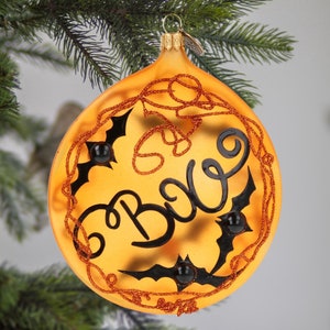 Stained Glass Spooky Pumpkin free blown glass Halloween decoration