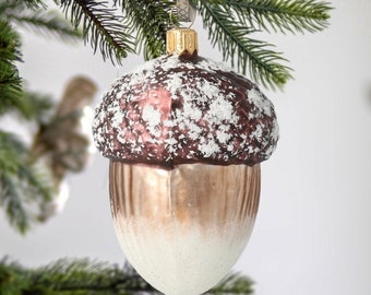 Glass Oak Acorn Traditional Christmas Ornament Handmade Vintage ornament Holiday decoration