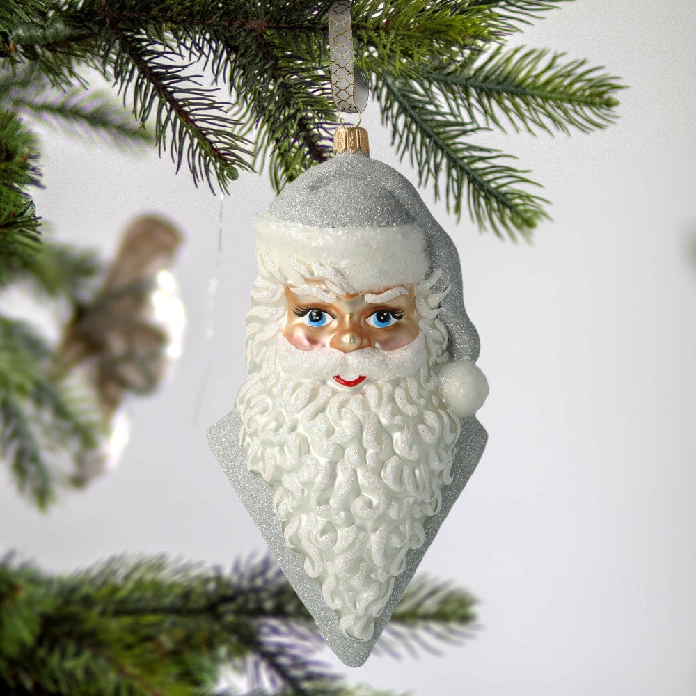 Glass Giant Santa Claus North Pole Glass Ornament Free Blown Gift ...