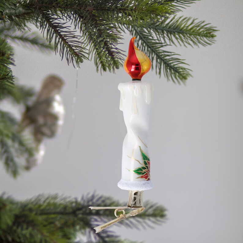 Glass Handmade Candle With Mistletoe Clip on Ornament Etsy