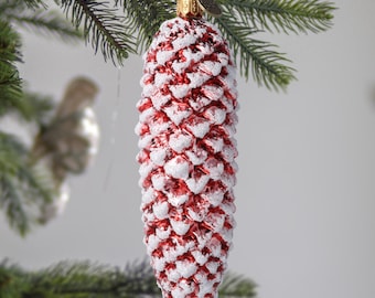 Glass Christmas Tree Cone Traditional Ornament Handmade Vintage ornament Holiday decoration