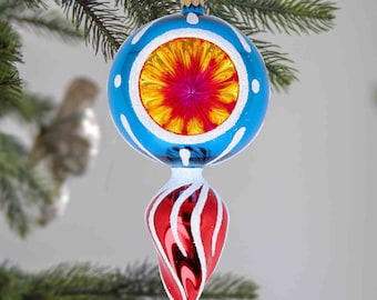 Glass Rainbow Drop with Reflector Handmade Circus free blown ornament