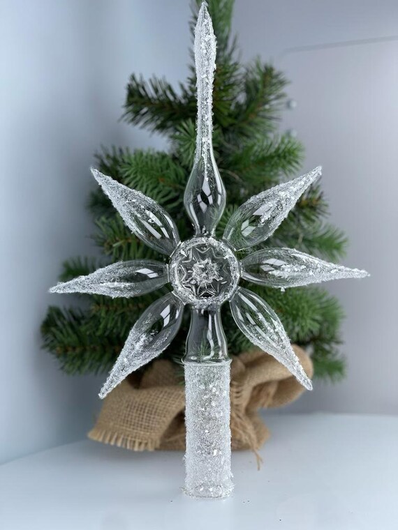 Glass Star Handmade free blown Tree topper