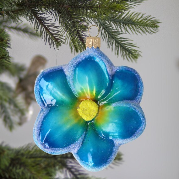 Glass Flower Violet Glass Ornament Handmade Ornament Vintage Glass Flower Violet Glass Ornament Handmade Ornament Vintage
