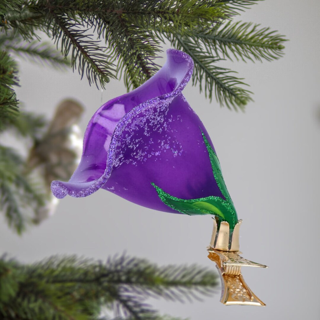 Glass Bellflower Flower Clip on Ornament Glass Ornament Etsy