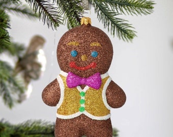 Glass Gingerbread Man with sprinkles Traditional Christmas Ornament Handmade ornament