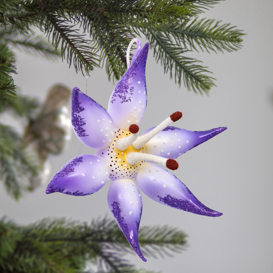 Glass Lily Flower Ornament free blown Handmade ornament Etsy