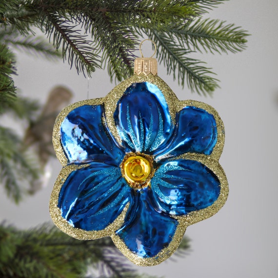 Glass Flower Violet Glass Ornament Handmade Ornament Vintage Glass Flower Violet Glass Ornament Handmade Ornament Vintage