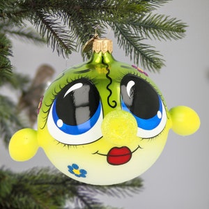 Glass Floral Green Tetra Fish Handmade free blown decoration glass Christmas tree ornament