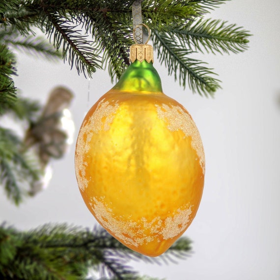 Glass Lemon Handmade Glass Ornament Polish fruit ornament Holiday decoration