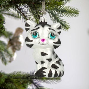 Glass Set of 3 Kitty Christmas tree ornaments Cat decoration