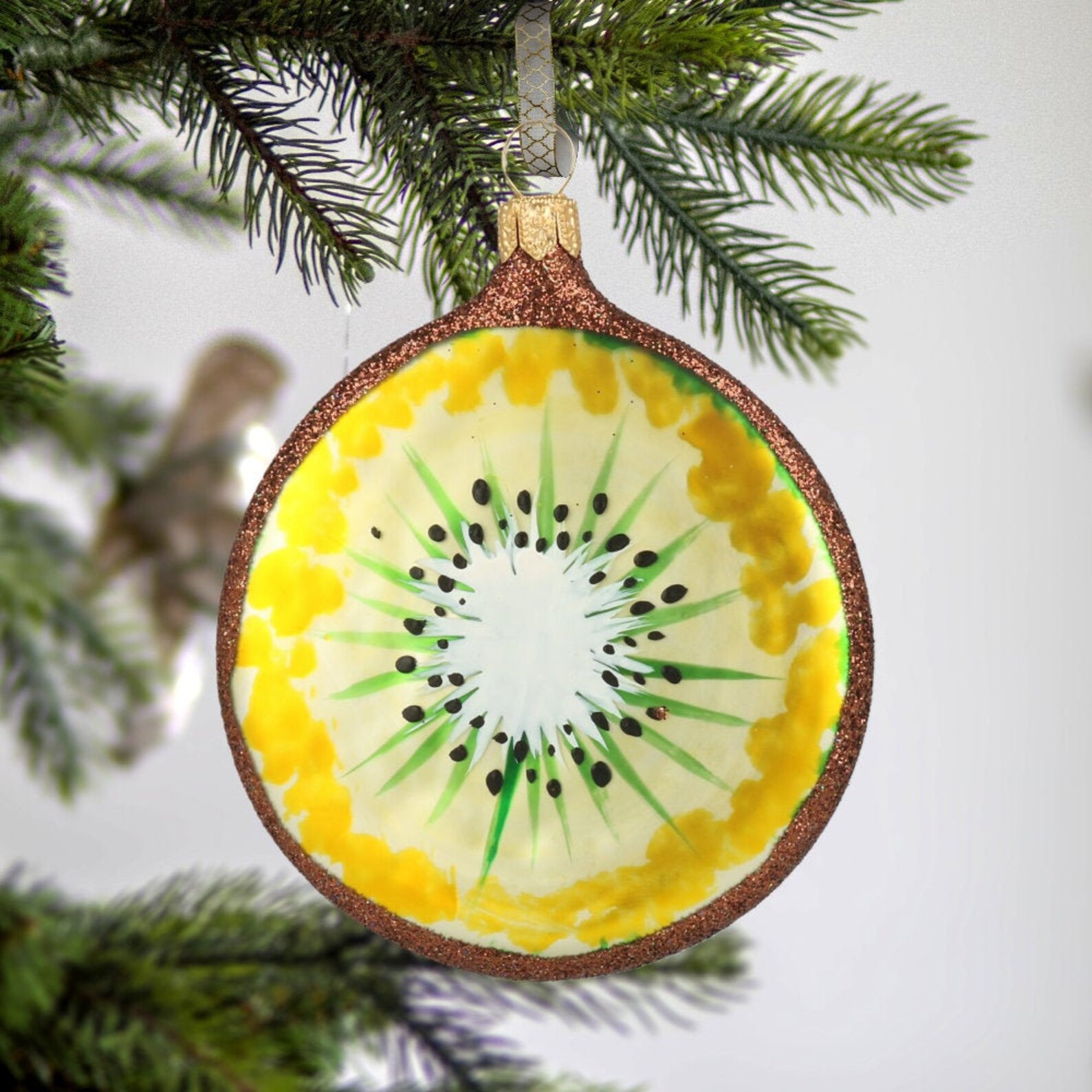 Glass Kiwi Slice Traditional Glass Ornament Handmade Ornament Etsy UK