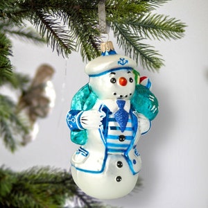 Glass Handmade Sailor Snowman Christmas tree decoration Christmas Handmade ornament
