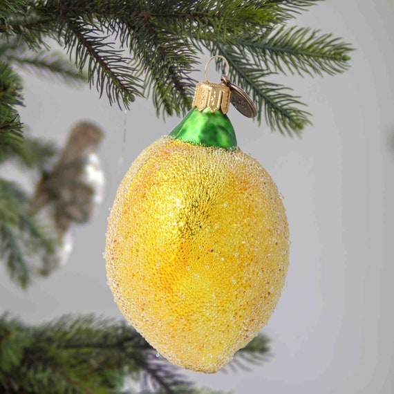 Glass Lemon Handmade Glass Ornament Polish fruit ornament Holiday decoration