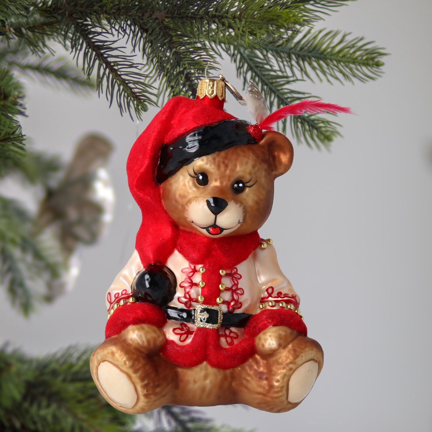 Glass Polish Winter Bear Christmas Ornament Handmade Glass
