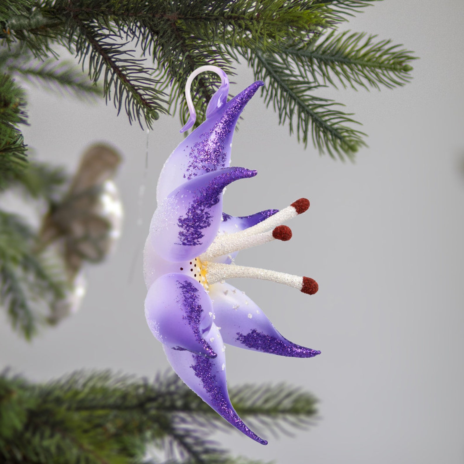 Glass Lily Flower Ornament free blown Handmade ornament Etsy