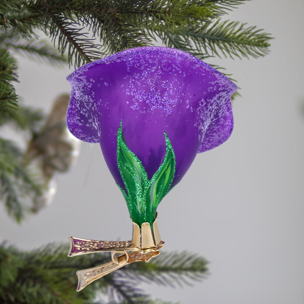 Glass Bellflower Flower Clip on Ornament Glass Ornament Etsy