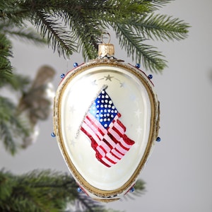 Glas Ei mit amerikanischer Flagge, handbemaltes Ei, USA Flagge, Ei, Glas, handgefertigt, Ornament